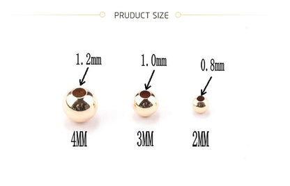 100pcs 14K Gold Filled Spacer Beads 2mm 3mm 4mm Round Loose Bead for Bracelets Necklace DIY Jewelry Making Accessories Wholesale - AMULET RING STORE