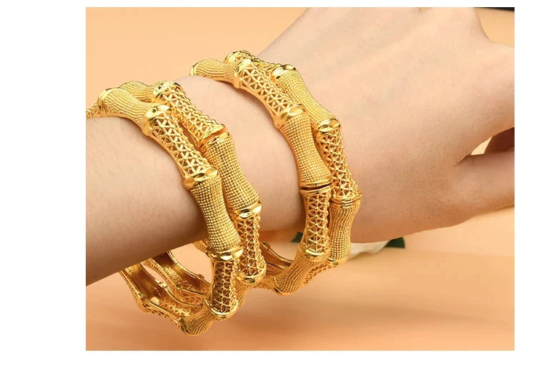 ANIID Women Charm Bracelet Bangle 24K Gold Color Jewelry Dubai Flower Bangle Brand African Designer Ethiopian Hawaiian Jewelry - AMULET RING STORE
