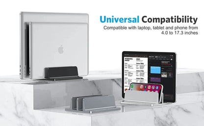 Vertical Laptop Stand Aluminium Adjustable Portable Notebook Mount Support Base Holder For MacBook Pro Air Accessory Book Holder - AMULET RING STORE
