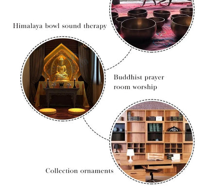 3.15 inch (8 CM) Silent Mind Tibetan Singing Bowl Set Antique Design With Dual Surface Mallet and Yoga physiotherapy - AMULET RING STORE