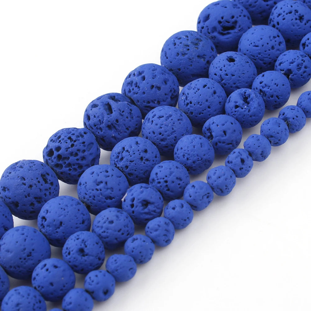 Real Natural Blue Stone Beads Turquoises Agates Amazonite Jades Tiger Eye Round Beads for DIY Couple's Bracelet Jewelry Making - AMULET RING STORE