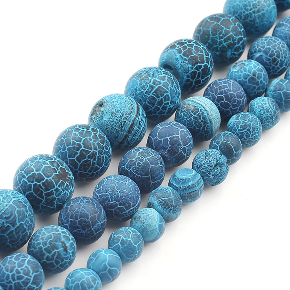 Real Natural Blue Stone Beads Turquoises Agates Amazonite Jades Tiger Eye Round Beads for DIY Couple's Bracelet Jewelry Making - AMULET RING STORE
