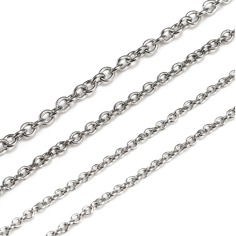 10 m/roll Stainless Steel Cable Chain 1.2 1.5 2.0 2.5 mm O Link Bulk Necklace Chain for DIY Jewelry Making Bracelet Accessories - AMULET RING STORE