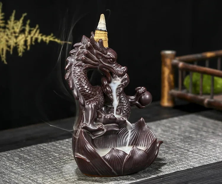 Y The Western Pterosaur Backflow Incense Burner Dragon for Incense Sticks Living Room Smoke Waterfall Incense Base Ceramic Stove - AMULET RING STORE