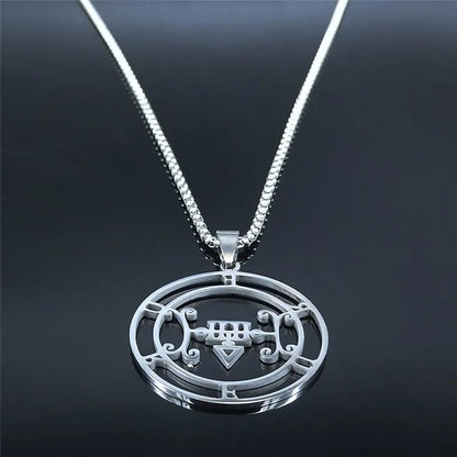 Sigeal Sigil De Lucifer Stainless Steel Satan Necklaces FURFUR Lazer Key Baphomet Stamp Chain Necklace Jewelry collar N3698S03