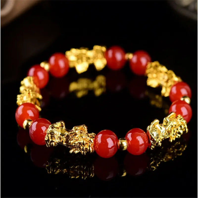 Pixiu Bring Wealth Good Luck Bracelet Chinese Fengshui Beast Agate Charm Bracelets Jewelry Lucky Bracelets Drop Shipping