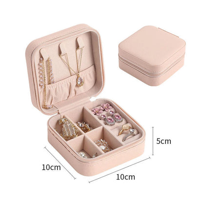 Portable Jewelry Box Jewelry Organizer Display Travel Jewelry Case Boxes Button Leather Storage Zipper Jewelers Joyero - AMULET RING STORE