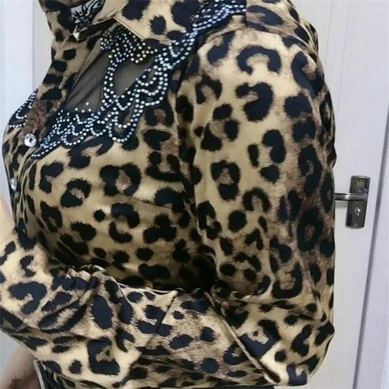 Trendy Streetwear Offce Women Blouses Hot drill Mesh Chiffon Shirts Long sleeve Lapel Buttons Female Blusas Tops Casual Shirts