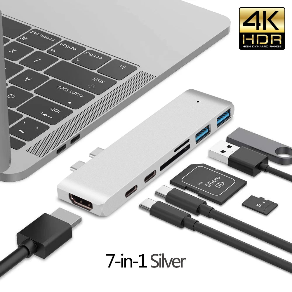 USB 3.1 Type-C Hub to HDMI Adapter 4K Thunderbolt 3 USB C Hub 3.0 TF SD Reader Slot PD For MacBook Air 13 15 Pro 14 M4 M3 M2 M1