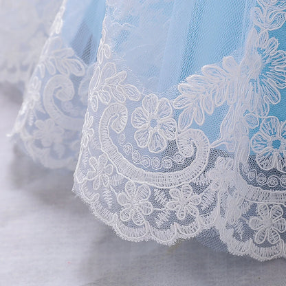 Newborn Long Sleeve Baby Girl Dresses Party Wedding Girl Lace Big Bow Dresses Infant Girl 1st Birthday Princess Baptism Dress