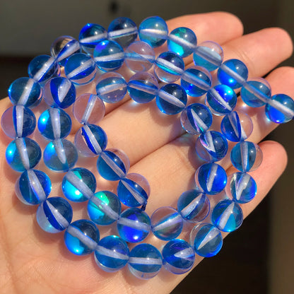 Real Natural Blue Stone Beads Turquoises Agates Amazonite Jades Tiger Eye Round Beads for DIY Couple's Bracelet Jewelry Making - AMULET RING STORE