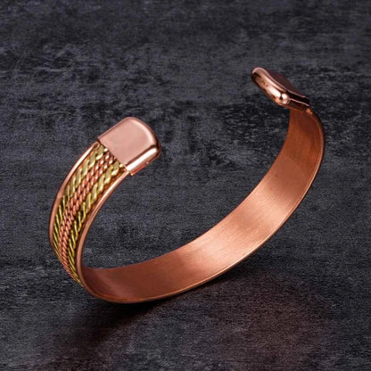 Twisted Pure Copper Bracelets Adjustable 11mm Wide Magnetic Therapy Arthritis Energy Bangles Benefits Cuff Jewelry for Women