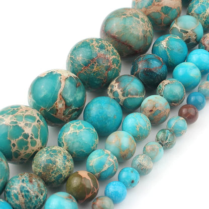 Real Natural Blue Stone Beads Turquoises Agates Amazonite Jades Tiger Eye Round Beads for DIY Couple's Bracelet Jewelry Making - AMULET RING STORE