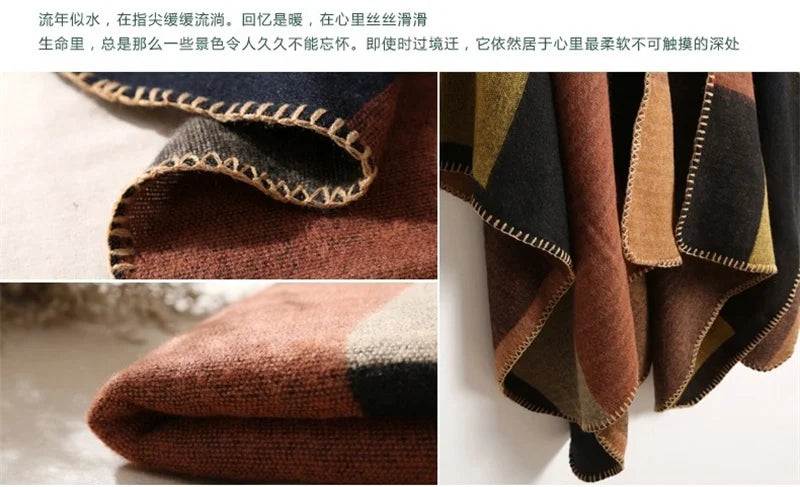 Winter Fashion Poncho Women Capes Scarf Imitation Cashmere Ladies Scarves Warm Shawls Wraps Woman Ponchos Bufanda Mujer Foulard