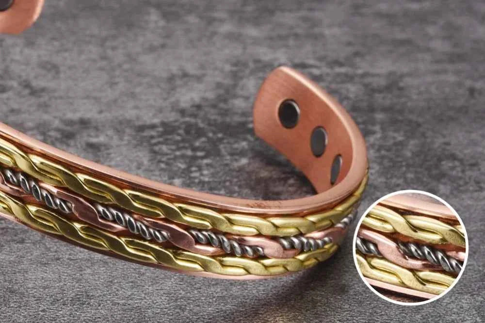 Vinterly Cross Copper Bracelets Gold-color Rose Twisted Magnetic Women Adjustable Open Cuff Bangles Resizable Jewelry Magnets
