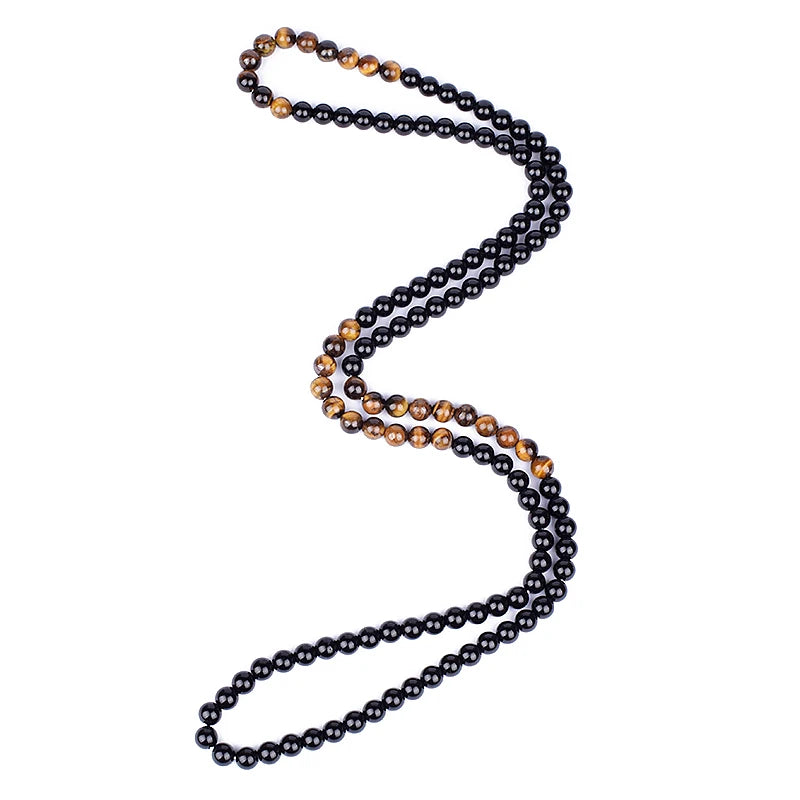 Natural Tiger Eye Stone Beads Necklaces Men Fashion Meditation Yoga Necklaces for Women New Design Handmade Reiki Prayer Jewelry