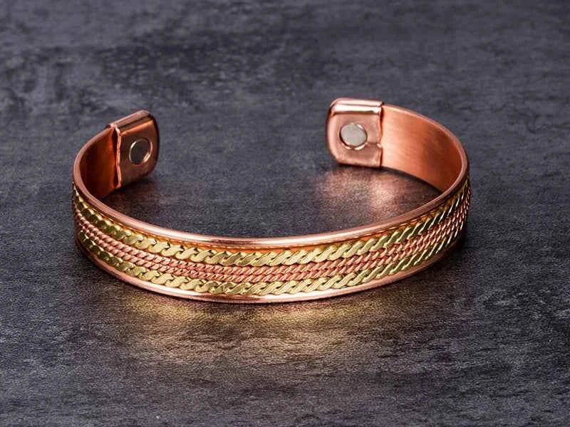 Twisted Pure Copper Bracelets Adjustable 11mm Wide Magnetic Therapy Arthritis Energy Bangles Benefits Cuff Jewelry for Women