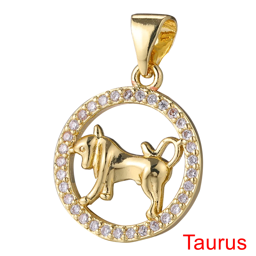 Juya DIY Imitation Pearl Shell 18K Gold Plated 12 Zodiac Charms For Handmade Fashion Birthstone Season Pendants Jewelry Making