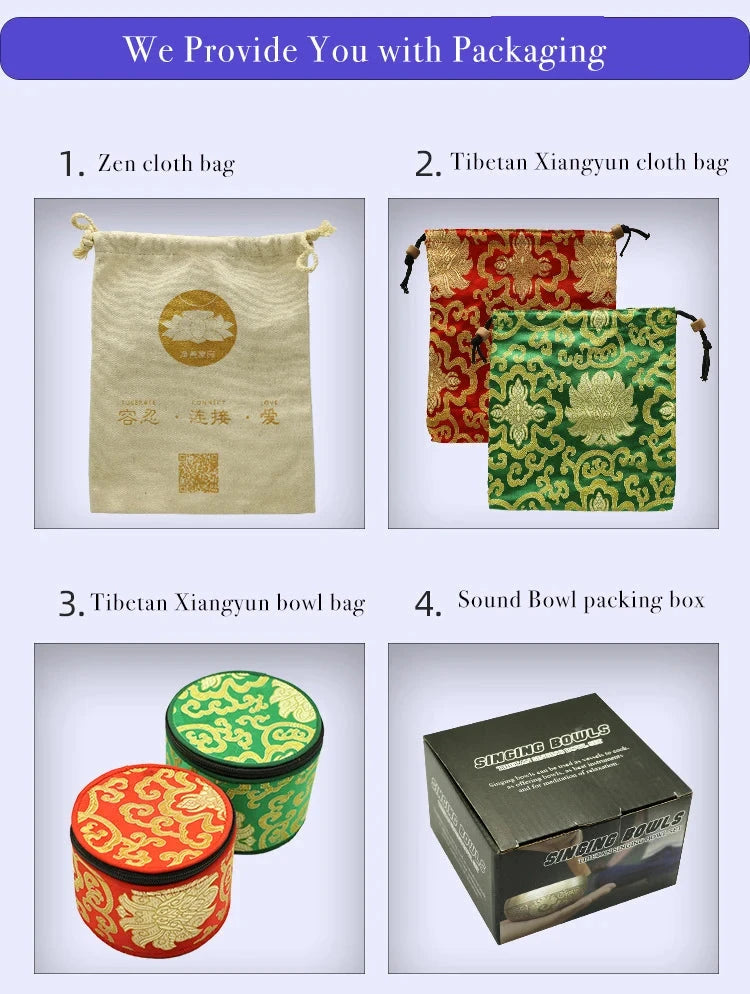 3.15 inch (8 CM) Silent Mind Tibetan Singing Bowl Set Antique Design With Dual Surface Mallet and Yoga physiotherapy - AMULET RING STORE