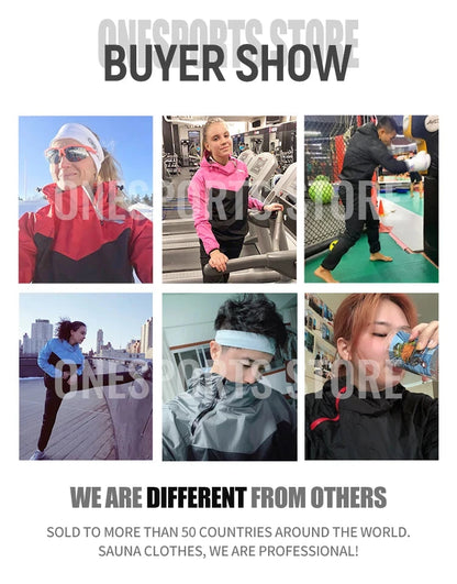Sauna Suit Women Gym Clothing Set Men Pullover Hoodies Tops Running Fitness Exercise Sportswear Weight Loss Sweating Sports Suit