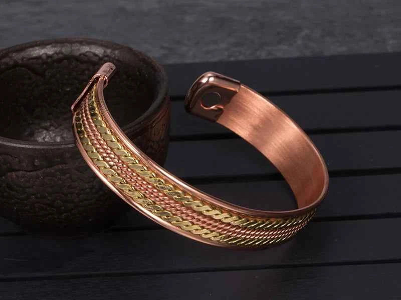 Twisted Pure Copper Bracelets Adjustable 11mm Wide Magnetic Therapy Arthritis Energy Bangles Benefits Cuff Jewelry for Women