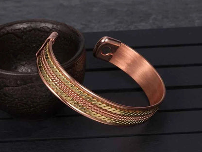 Twisted Pure Copper Bracelets Adjustable 11mm Wide Magnetic Therapy Arthritis Energy Bangles Benefits Cuff Jewelry for Women