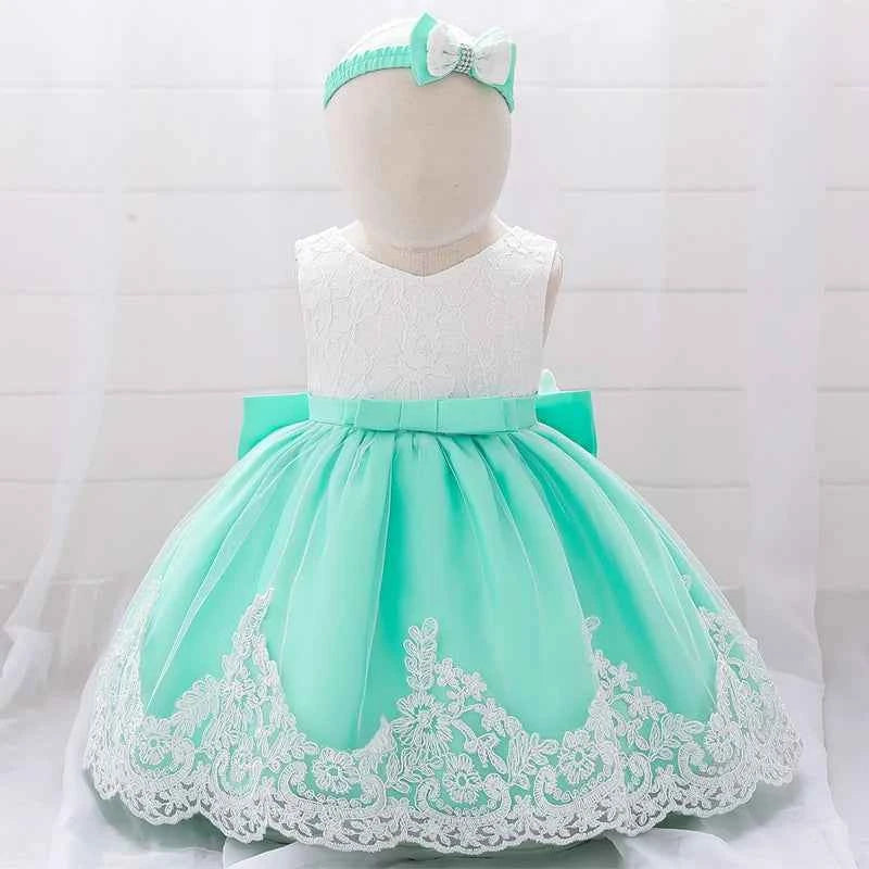 Infant White Pink First 1st Birthday Dress For Baby Girl Costume Big Bow Princess Baptism Girls Dresses Party Dress Child