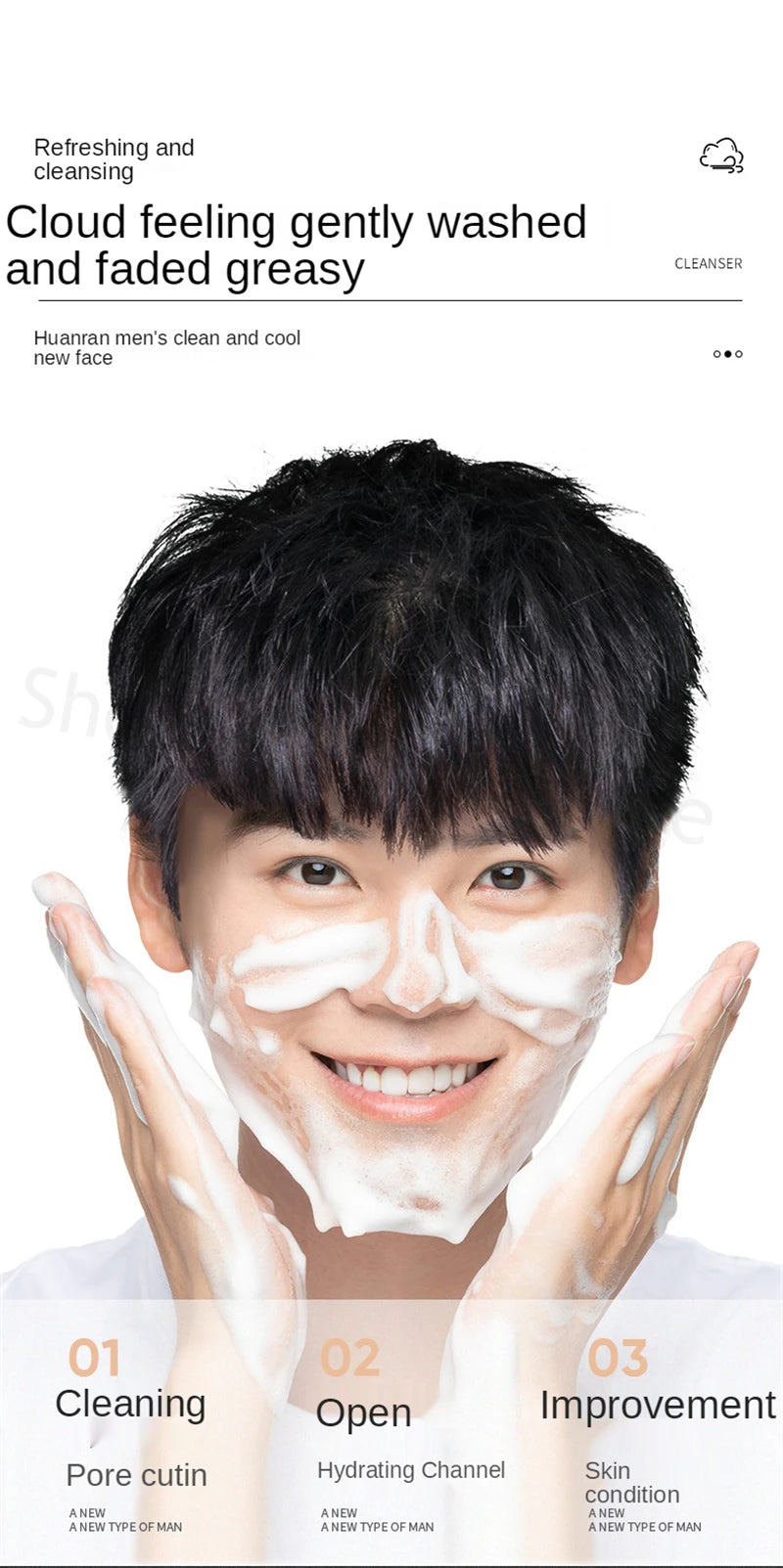 Amino Acid Facial Cleanser Face Wash Cleansing Mousse Moisturizing Oil Control Shrink Pores Makeup Remover Creamy Foam Skin Care - AMULET RING STORE