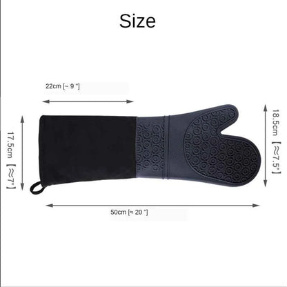 Lengthen Cotton Silicone Gloves Candy Color Heat Resistant Gloves Microwave Oven Mitts Non-Slip Pot Holders for Kitchen Baking