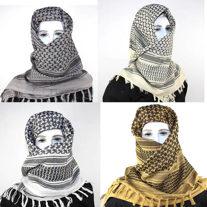 Hot sale Arab Keffiyeh Shemagh Scarf Cotton Winter Shawl Neck Warmer Cover Head Wrap Windproof Tactical Camping Scarf Men Women - AMULET RING STORE