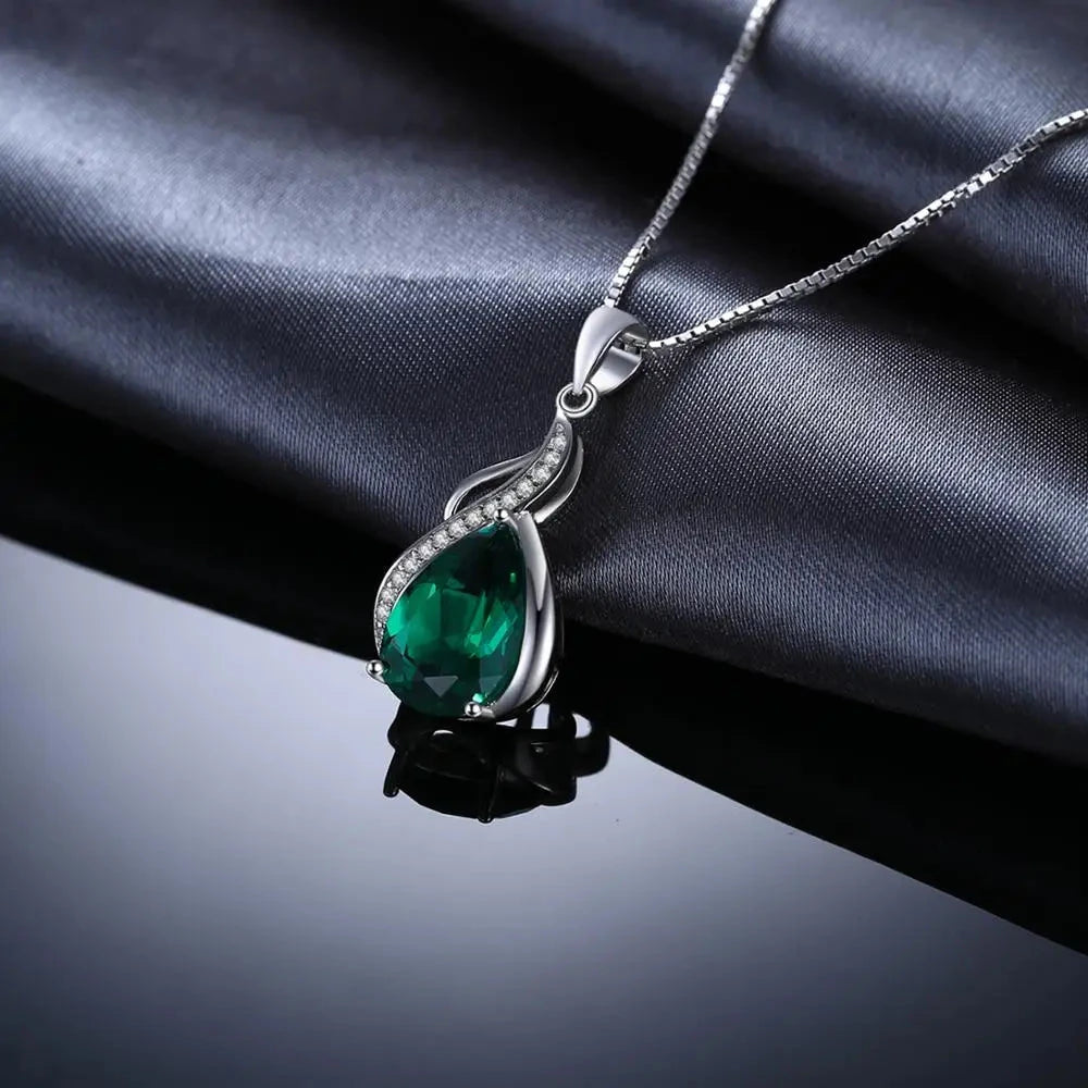 JewelryPalace 2.7ct Simulated Nano Emerald 925 Sterling Silver Pendant Necklace for Woman No Chain - AMULET RING STORE
