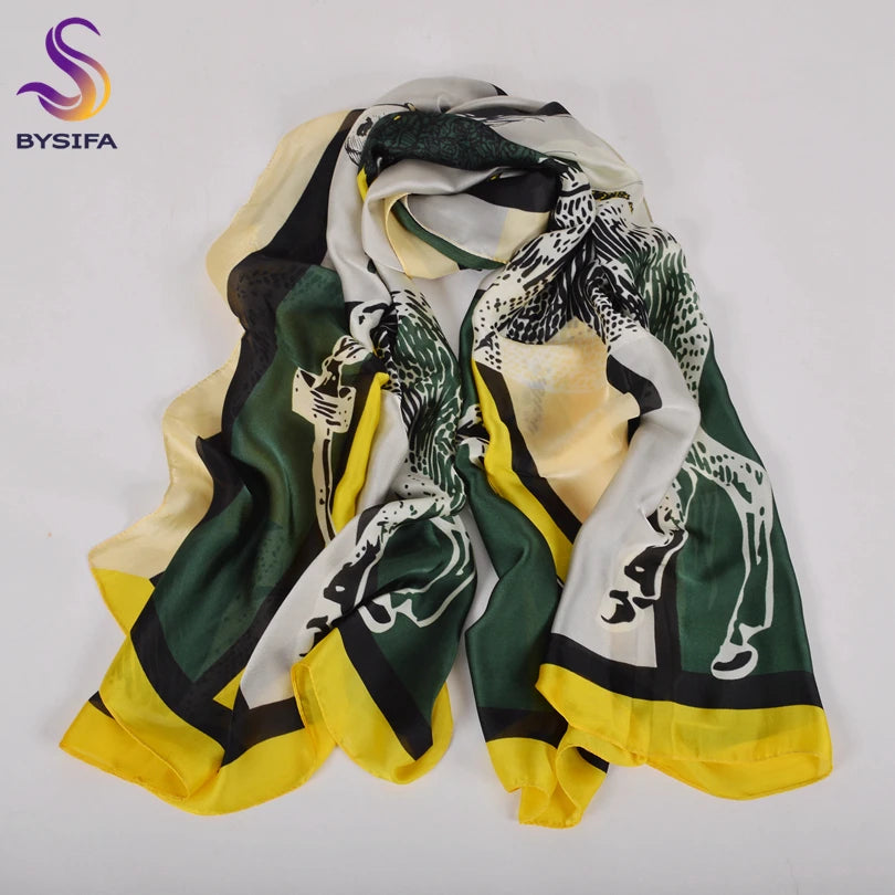 [BYSIFA] Navy Blue Chinese Roses Women Scarves Fall Winter Utrlong Top Grade Brand Trendy Silk Letters Long Scarf Shawl Wrap - AMULET RING STORE