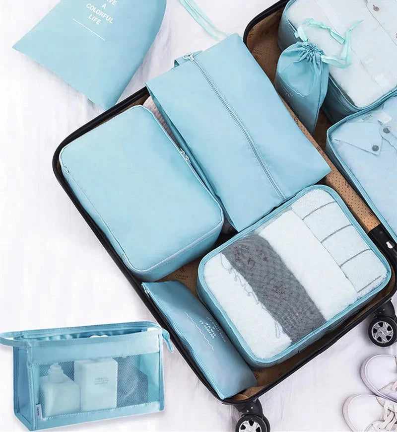 9 Pieces Set Travel Organizer Storage Bags Suitcase Packing Set Storage Cases Portable Luggage Organizer Clothes Shoe Tidy Pouch - AMULET RING STORE
