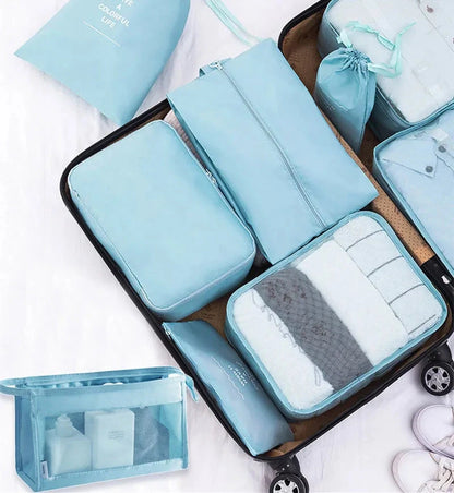 9 Pieces Set Travel Organizer Storage Bags Suitcase Packing Set Storage Cases Portable Luggage Organizer Clothes Shoe Tidy Pouch - AMULET RING STORE