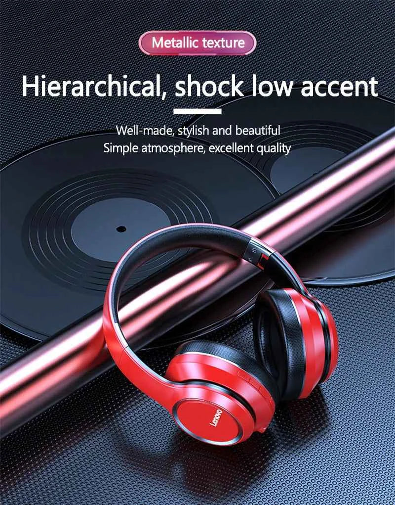 Lenovo HD200 Bluetooth Earphones Over-ear Foldable Computer Wireless Headphones Noise Cancellation HIFI Stereo Gaming Headset