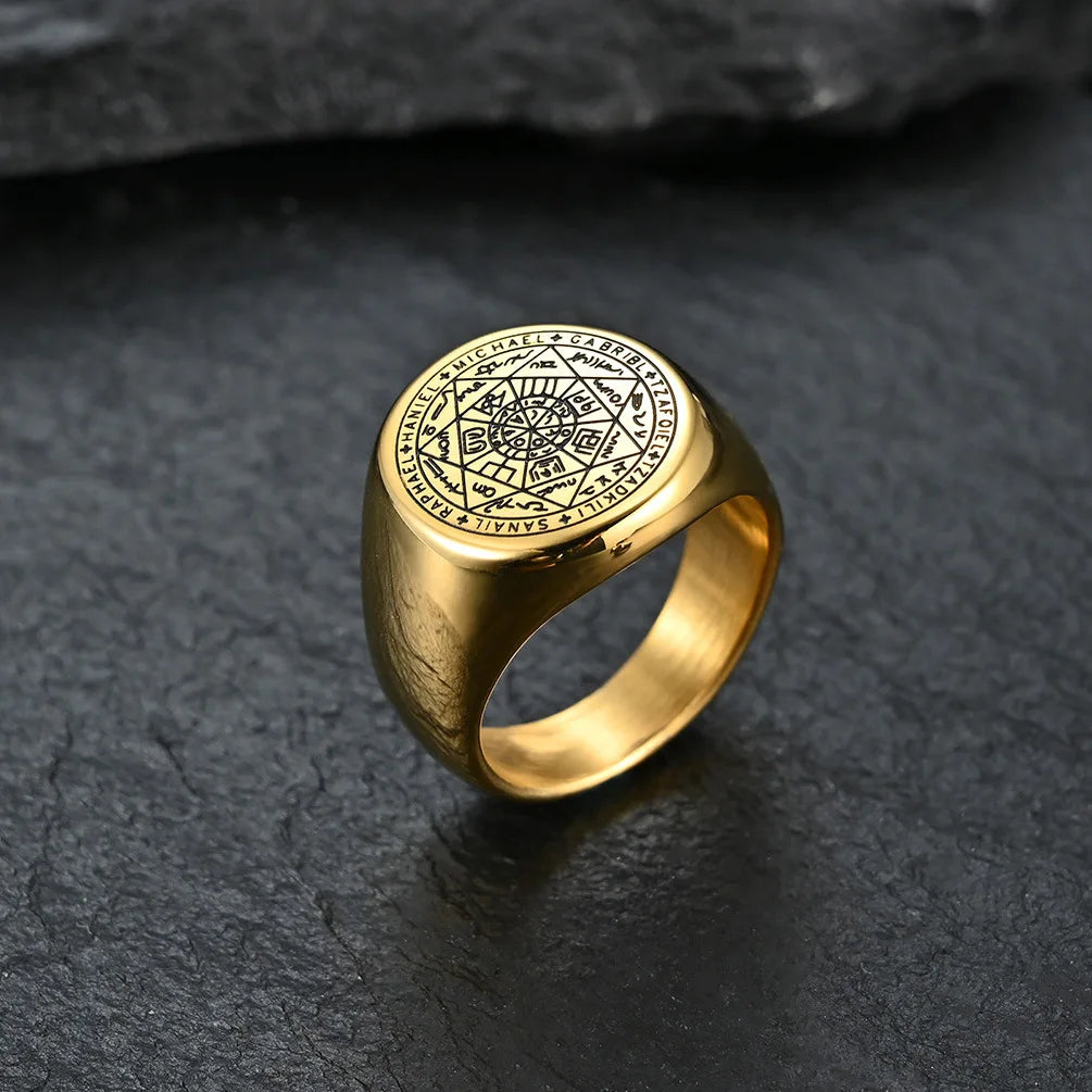 The Key of Solomon Rings Stainless Steel The Seal of the Seven Archangels Ring Amulet