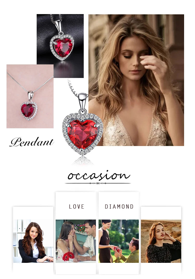 JewelryPalace Heart Love 2.5ct Created Red Ruby 925 Sterling Silver Ring for Women Gemstone Jewelry