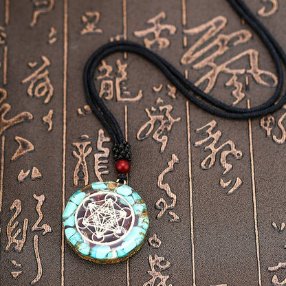 Orgonite Energy Lotus Pendant Necklace Turquoises Reiki Om Yoga Healing EMF Resin Sri Yantra Necklace Jewelry Gifts Dropshipping