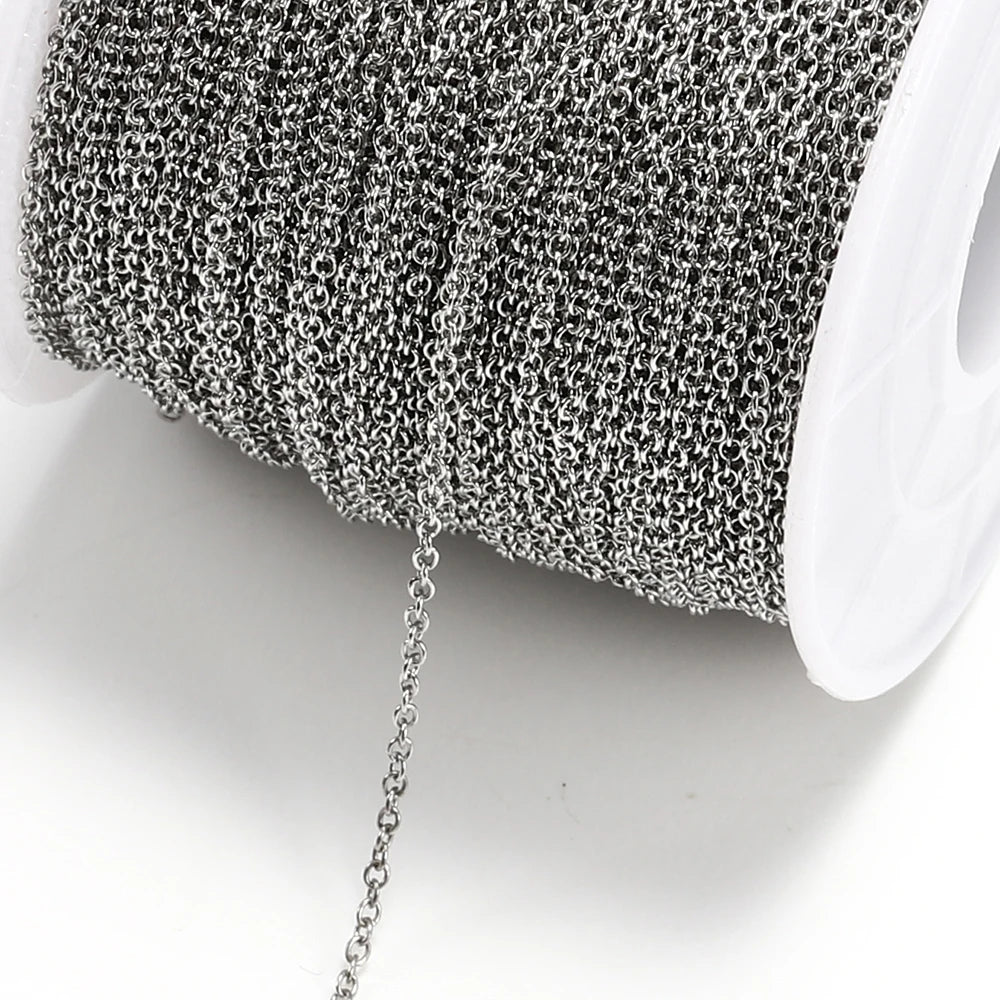 10 m/roll Stainless Steel Cable Chain 1.2 1.5 2.0 2.5 mm O Link Bulk Necklace Chain for DIY Jewelry Making Bracelet Accessories - AMULET RING STORE