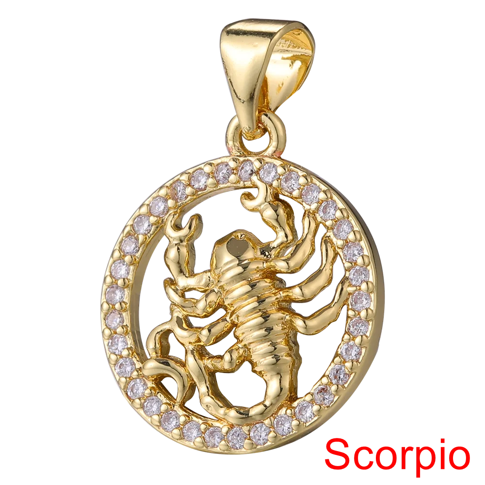 Juya DIY Imitation Pearl Shell 18K Gold Plated 12 Zodiac Charms For Handmade Fashion Birthstone Season Pendants Jewelry Making