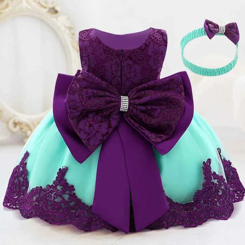 Infant White Pink First 1st Birthday Dress For Baby Girl Costume Big Bow Princess Baptism Girls Dresses Party Dress Child