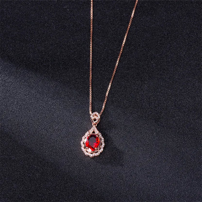Genuine Real 14 K Rose Gold Pendant Natural Ruby Necklace Jewelry Slide Joyeria Fina Para Mujer Gemstone 14K Collares Necklaces