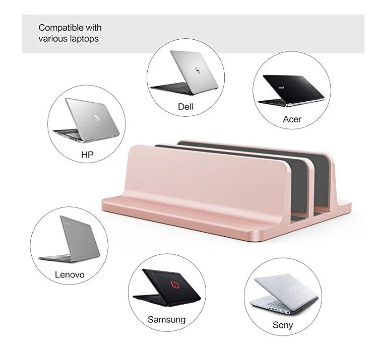 Vertical Laptop Stand Aluminium Adjustable Portable Notebook Mount Support Base Holder For MacBook Pro Air Accessory Book Holder - AMULET RING STORE