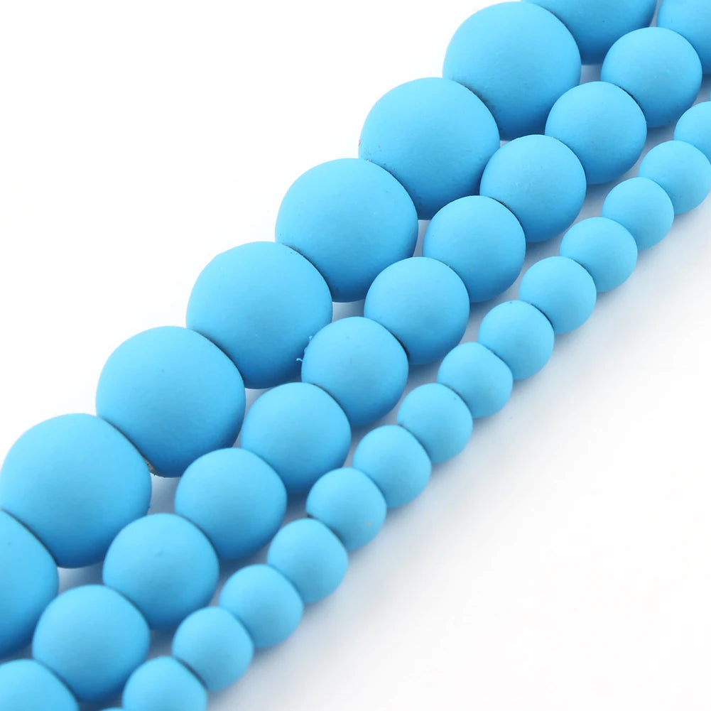 Real Natural Blue Stone Beads Turquoises Agates Amazonite Jades Tiger Eye Round Beads for DIY Couple's Bracelet Jewelry Making - AMULET RING STORE