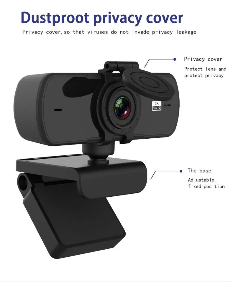 Webcam 2K Full HD 1080P Web Camera Autofocus With Microphone USB Web Cam For PC Computer Mac Laptop Desktop YouTube Webcamera