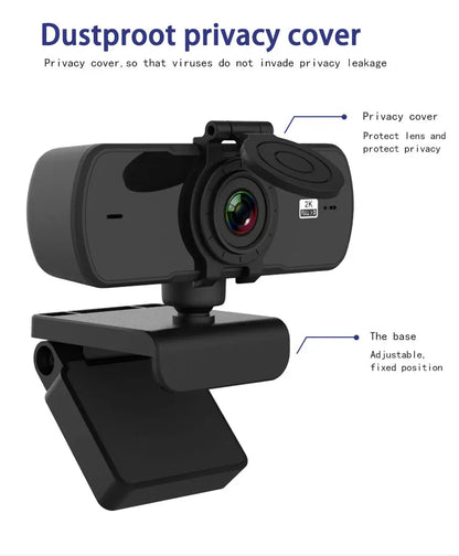 Webcam 2K Full HD 1080P Web Camera Autofocus With Microphone USB Web Cam For PC Computer Mac Laptop Desktop YouTube Webcamera