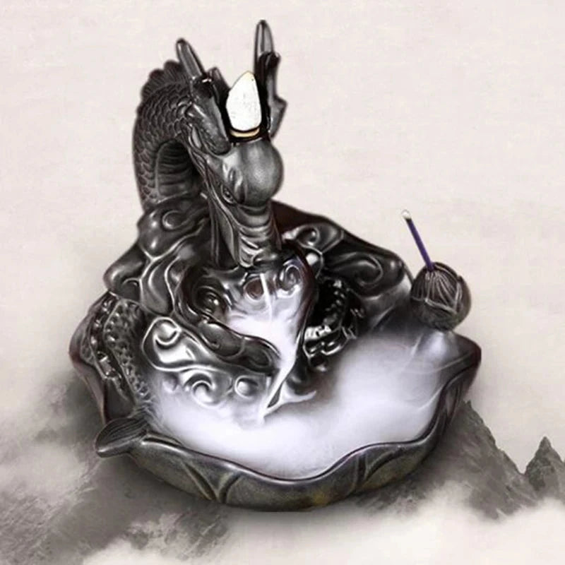 Backflow Incense Burner Incense Holder Auspicous Dragon Waterfall Aroma Furnace China Ceramic Crafts Zen Home Decor - AMULET RING STORE