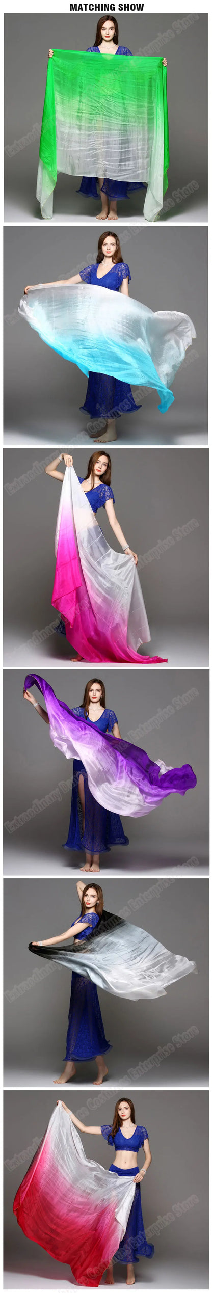Silk Shawl For Belly Dancing Shawls Belly Dance Silk Veil Scarves Face Customized Hand Thrown Scarf Gradient 200cm 250cm 270cm