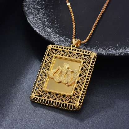 Allah New women gold color necklaces pendant chain