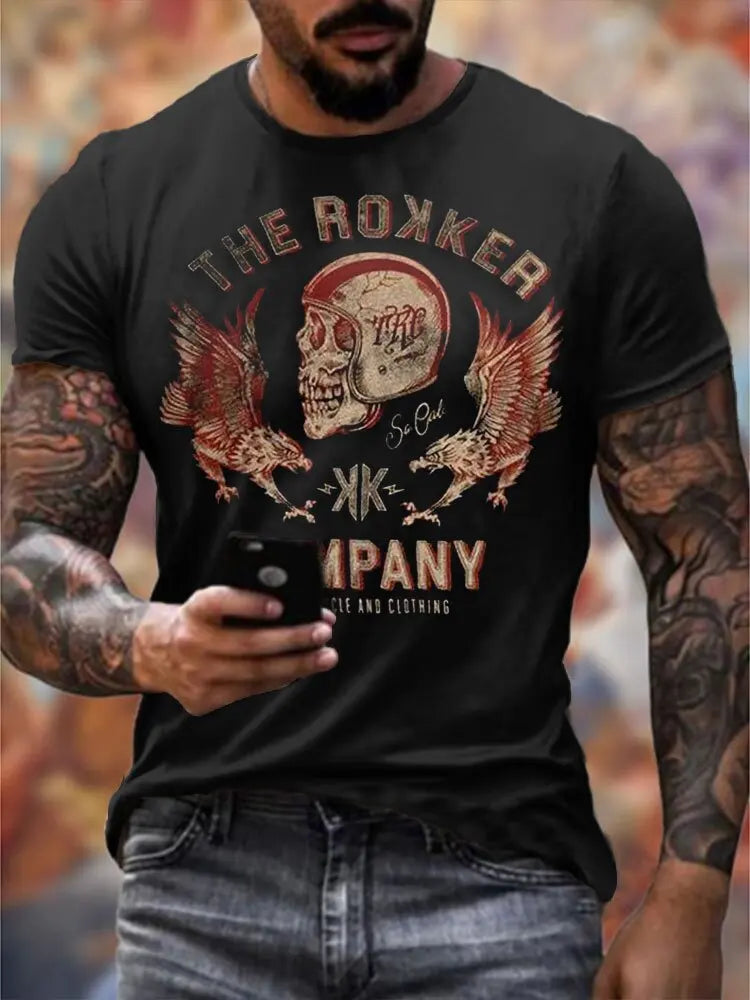 Personality 3D Printing Men's T-Shirt Skull Pattern for Men Demon Streetwear Handsome O-Neck Short Sleeves Casual Tshirt Top Tee - AMULET RING STORE